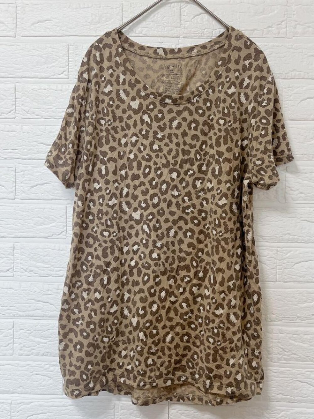 Leop Print T-Shirt Crew Neck Short Sleeve
